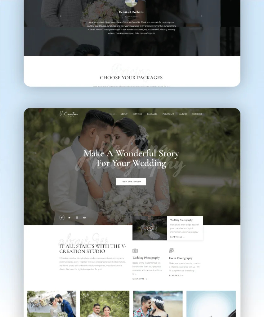 custom-built photography website focused on branding and conversion optimization