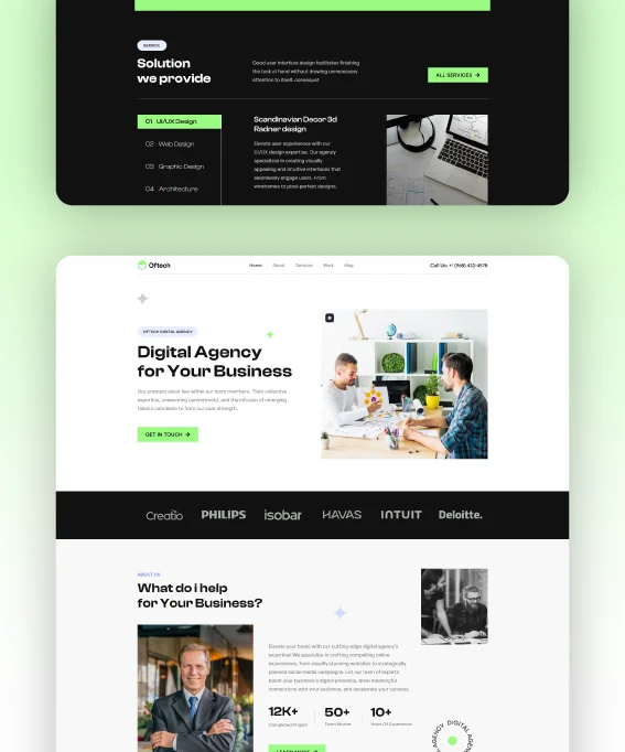 one-page digital agency website preview with streamlined landing page design